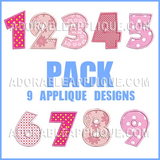 Nice applique numbers
- 9 designs in this pack
