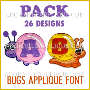 Bugs Applique Font
- 26 designs in this pack