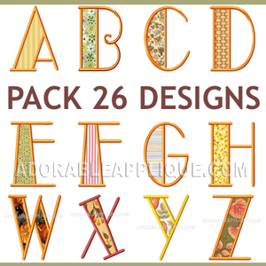 Applique Fall Font
- 26 applique designs in this pack