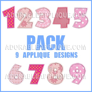 Nice applique numbers
- 9 designs in this pack